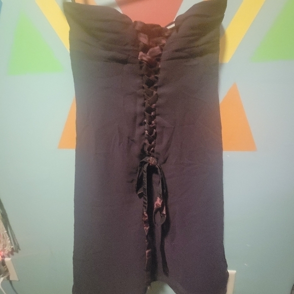 Bill Levkoff Women's Plum Chiffon Strapless Midlength Bridesmaid Gown Size 4 - Picture 9 of 16